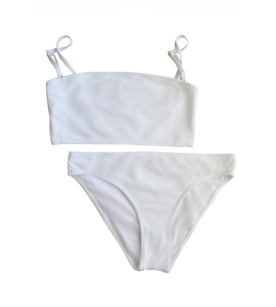 Classic White Bandeau Bikini Set