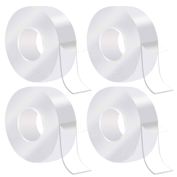 4 Rolls 3m x 30mm Transparent Nano Gel Double-Sided Tape for Home Use