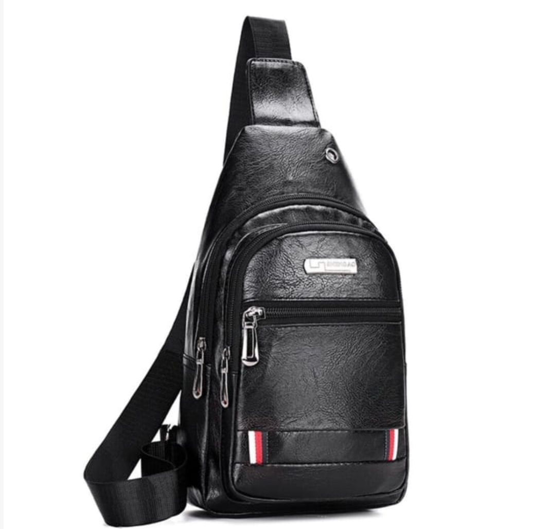 Black PU Leather Unisex Cross-body Shoulder Bag | Shop Today. Get it ...
