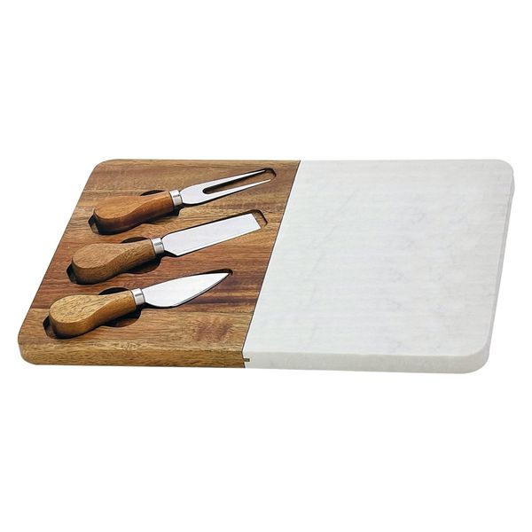 High Quality Marble Acacia Wood Splicing Plate Set- Size: 30cm x 20cm