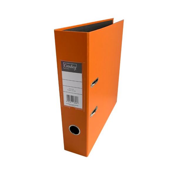 JD1028 CROXLEY P/P Lever Arch File 70mm - Black Inner, Orange Outer- Box 10