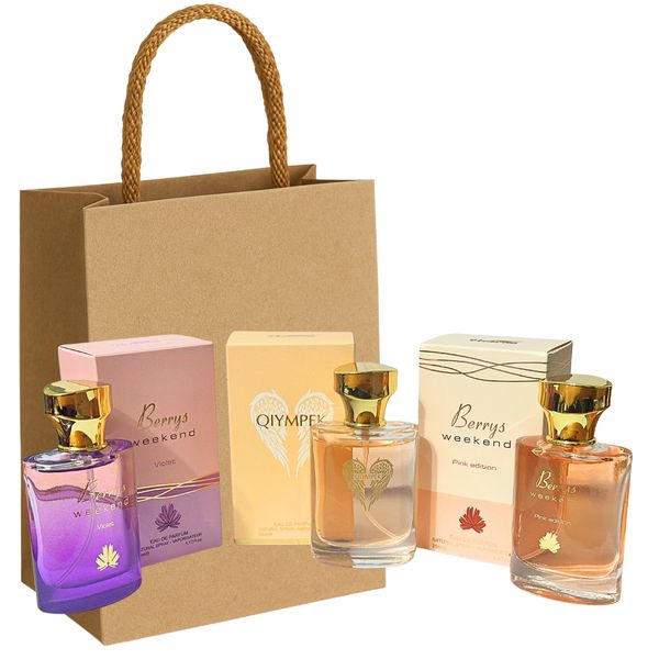 Berrys Pink, Violet &amp; Qiympek - Venorna Women Perfume Set &amp; Gift Bag COMBO