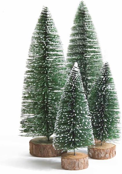 4Pack Artificial Mini Christmas Tree,4pieces bottle brush Christmas Tree.