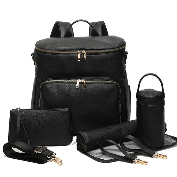 PU Leather Diaper Bag Backpack Large Capacity Travel Carry Bag