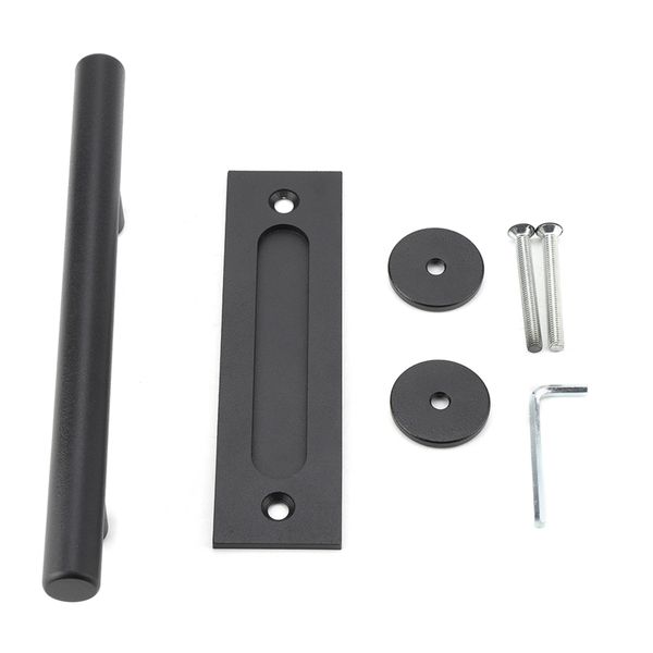 Black heavy-duty carbon steel barn pull for wooden gates