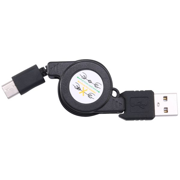 USB Type C USB 3.1 Retractable Cable Charger Charging Type-C Black