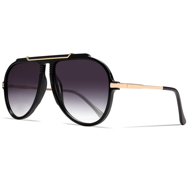 Oversized Aviator Sunglasses for Women Men, Retro Gold Metal Sun Glasses