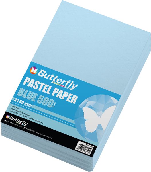 Butterfly A4 Pastel Paper 80Gsm 500S -Blue