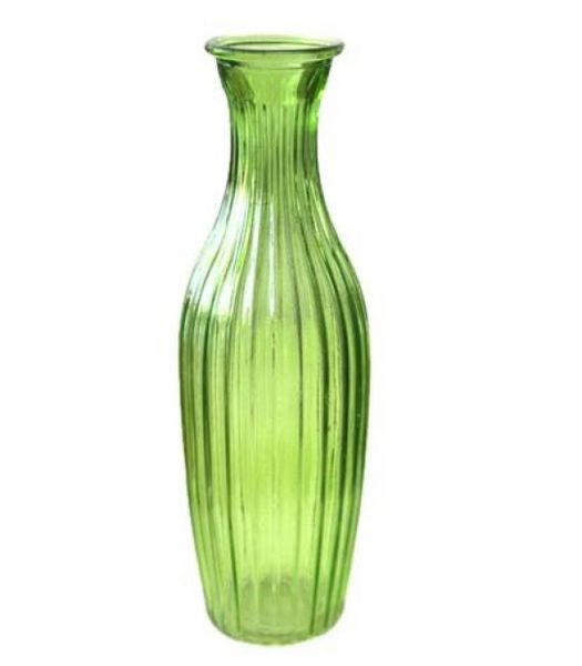 Ribbed Home Decor Glass Vase 23cm - Set Of 2