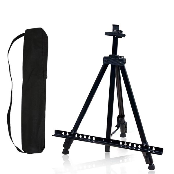 Portable adjustable triangular metal easel, foldable outdoor bag holder