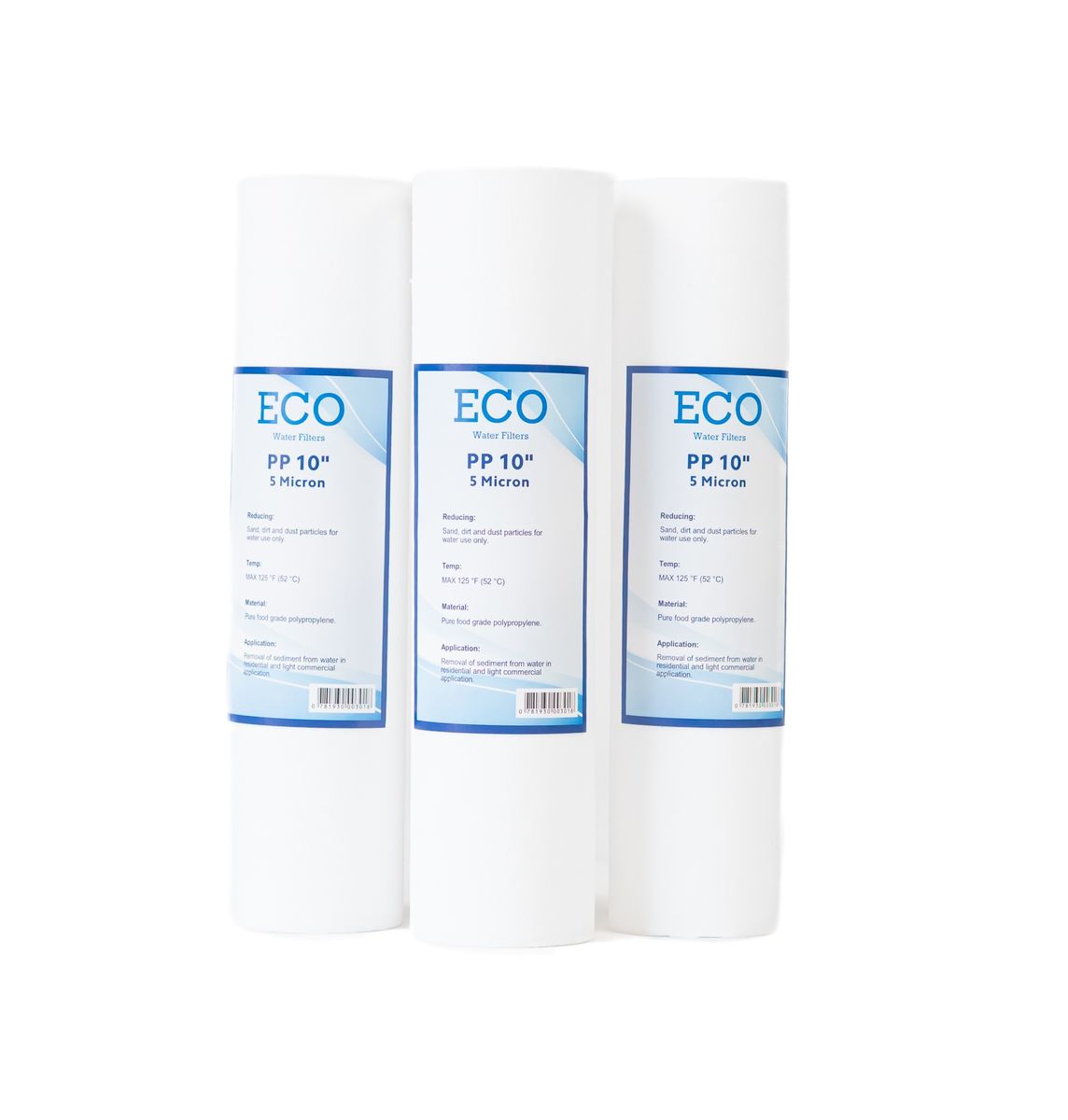 ECO Water Filters - 10 inch Sediment Cartridge PP 5 Micron (3-Pack)