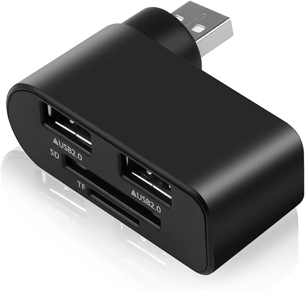 4 in 1 USB 2.0 Hub Docking Station Rotatable Splitter Card Fast Reader