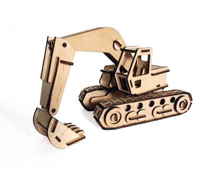 Excavator Construction Vehicle 3D Puzzle Wooden 3D Model