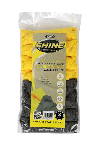 MotoQuip Shine 8Pack Micro Fibre Cloth Set
