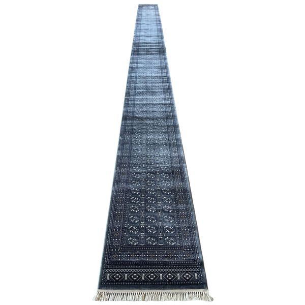 Beautiful Long Grey Bokhara Runner Rug - 10m x 80 cm