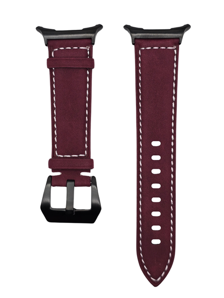 Suade Leather watch strap Compatible with Samsung Galaxy Watch Ultra-Maroon