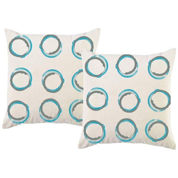 PepperSt - Scatter Cushion Cover Set - Abstract Grey/Blue Circles