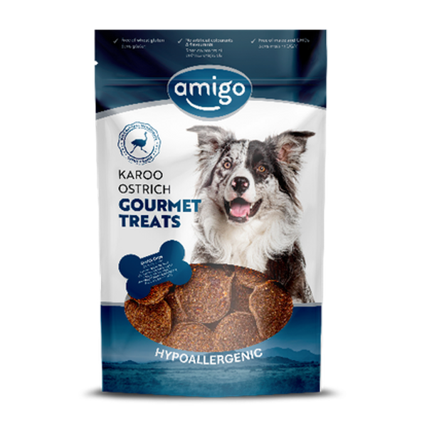 Amigo Gourmet Treats Ostrich Chips Shipper Box 10x50g