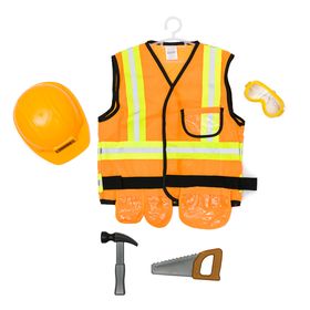 Construction Worker Costume With Helmet & Accessories (Orange ...