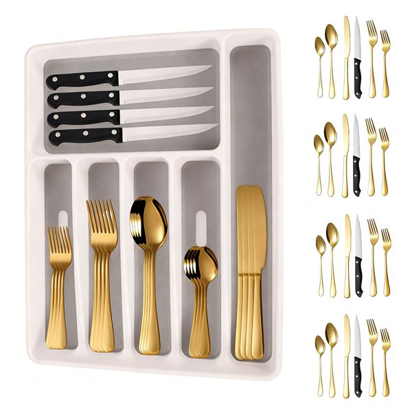 Cutlery Set High Quality Stainless Set with Cutlery Organizer with Knives