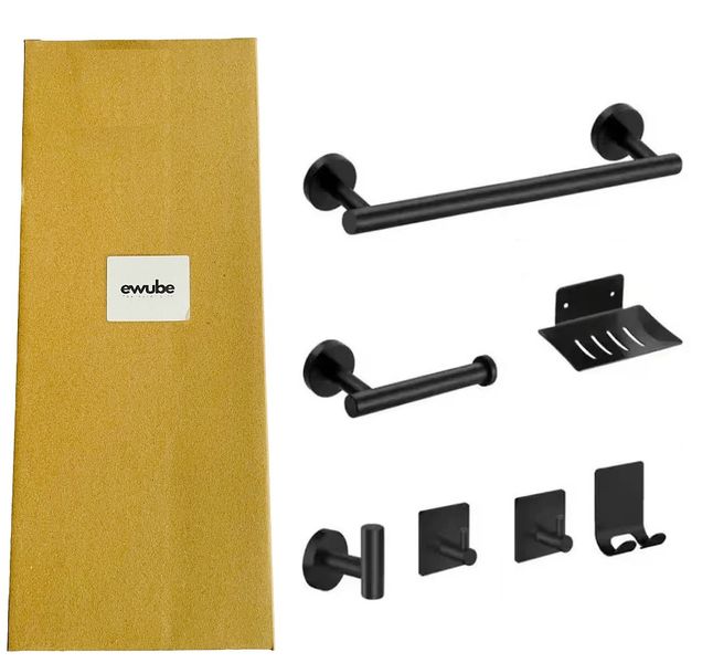 Ewube Luxury Brushed Aluminium Bathroom Accessory Set - 7 Piece