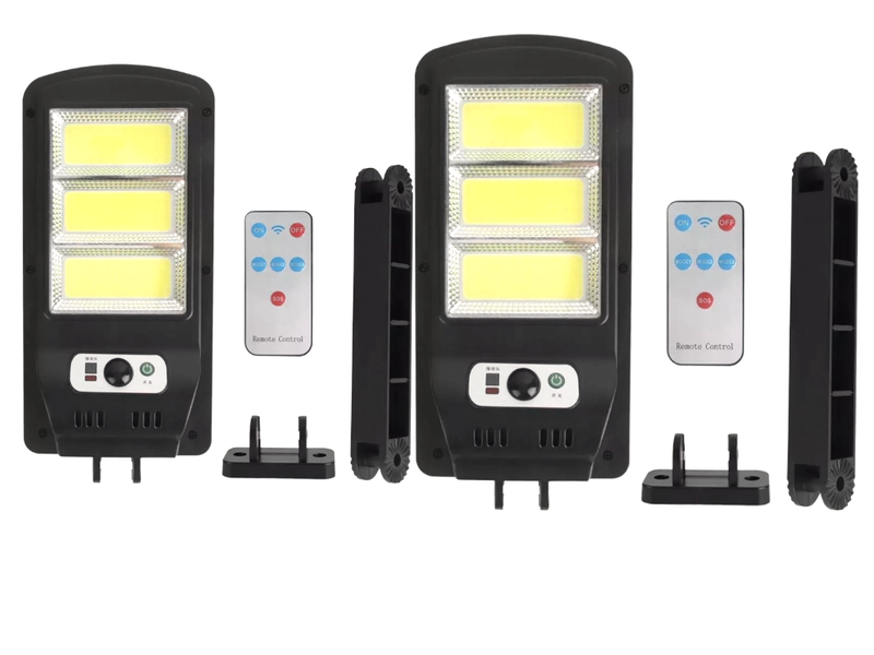 Set of 2-Solar Outdoor 150 COB Lights, Waterproof IP65 with Motion Sensor