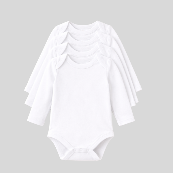 Long Sleeve White Envelope Onesies - 100% Cotton 5pack
