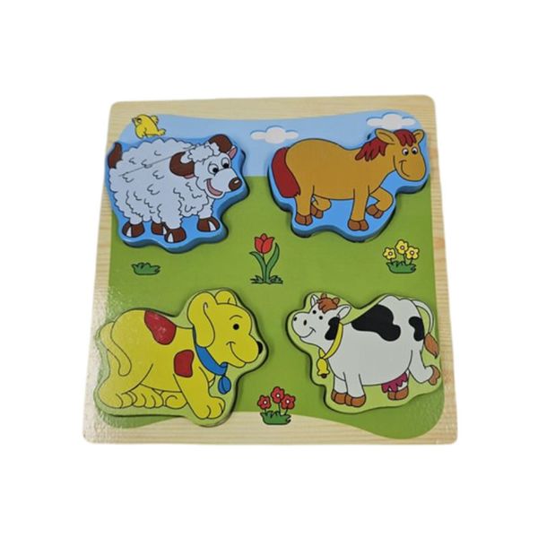 4-in-1 Wooden Pegged Domestic Animals Puzzle F41-71-25