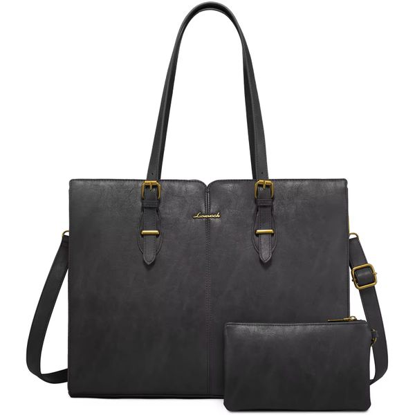 Lovevook Women's Water Resistant 17.3" Laptop Handbag with Mini Bag - Black