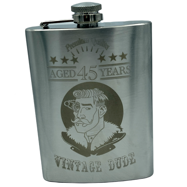 45th Birthday Hip Flask - Vintage Dude