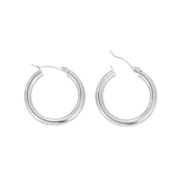 30mm x 4mm Silver Hoop Earrings