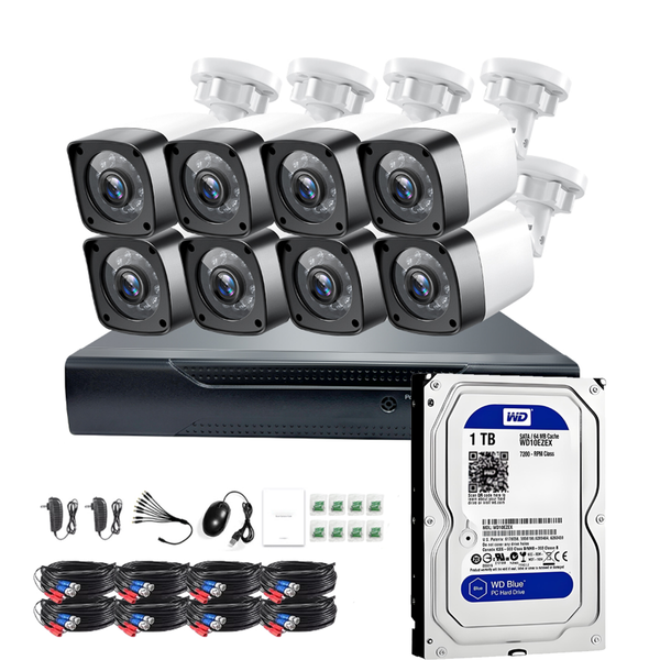 Wired 8-Camera System Surveillance Kit - 16MP+ Free 1TB hard drive