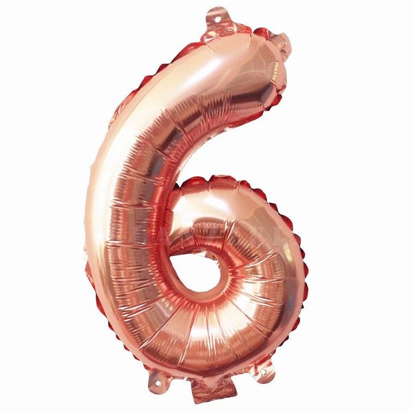 Bubblebean - Rosegold Bunched Party Helium Number 6 Balloon