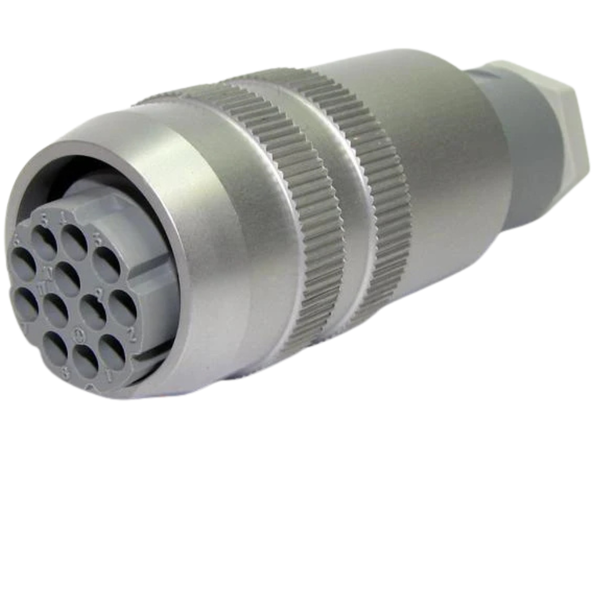 N11REM 12-Pole Male Circular Metal Plug IP65 PG11 Cable Mount Crimp