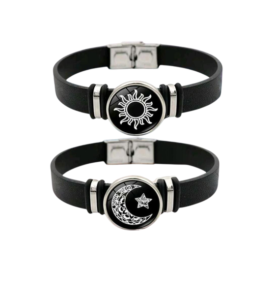 2 Pieces Glow in the Dark Sun &amp; Moon Bracelets