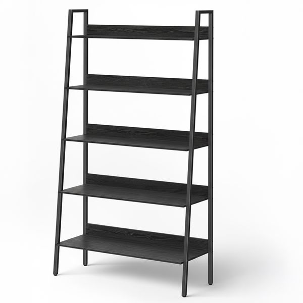 5-Tier Narrow Ladder Bookshelf- Black Finish