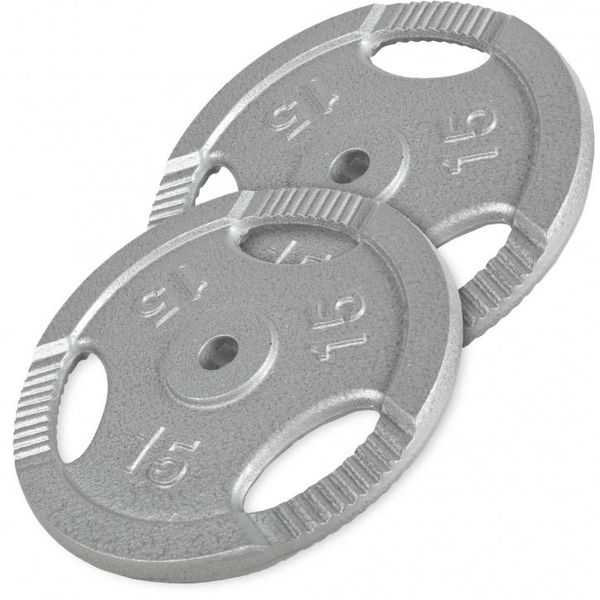 Cast Iron Tri-Grip Weight Plate Set 2 x 15KG Gorilla Sports SA