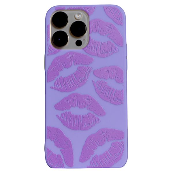 Purple - Phone Case with Purple Kisses - Iphone 15 Pro Max