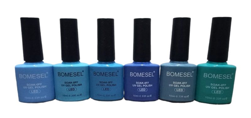 Bomestel UV Gel Nail Polish - Blue Mix - 6 Pack