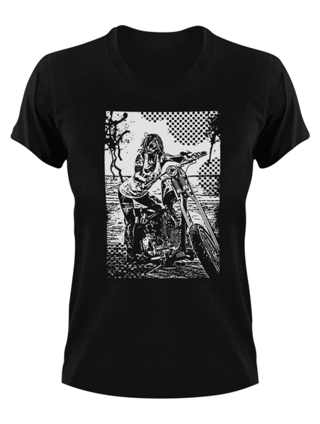 Biker Girl T-Shirt - Black