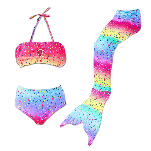 Girls Mermaid Tail Swimming Wear Princess Bikini 3pcs Set Costume Swimsuit