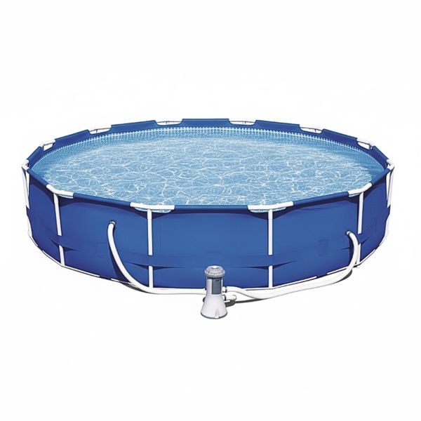 Blue Above-Ground Metal Frame Pool with Pump
