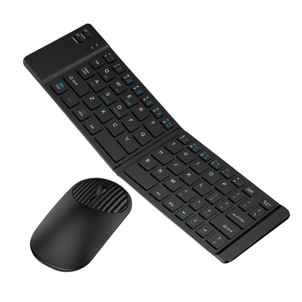 Wireless Folding Portable Quiet Keyboard &amp; Mouse Set - Black