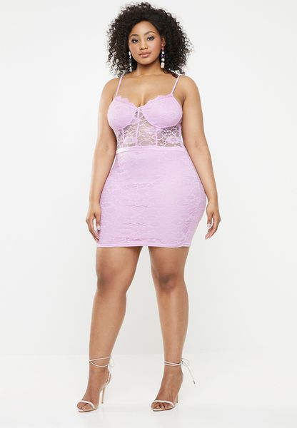 Women's Missguided Curve Cup Detail Strappy Mini Dress - Purple