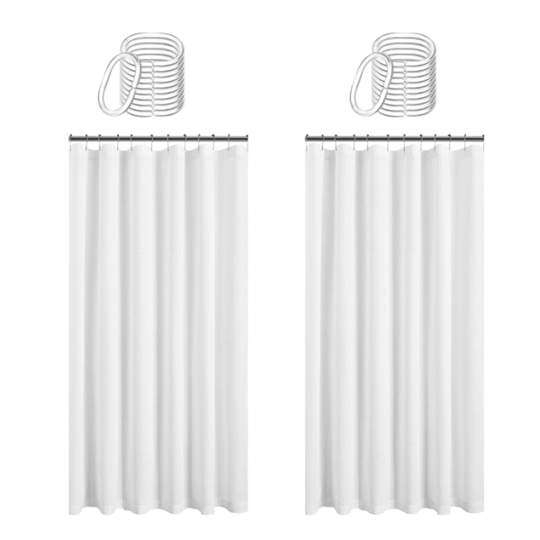 2 Pack White Shower Curtain Hooks - 180 x180cm