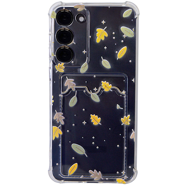 Clear Phone Case with Leaves &amp; Card Holder - Compatible with Samsung S23+