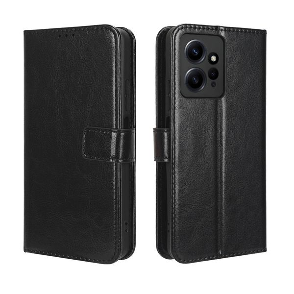 Leather Flip Cover Compatible With Redmi Note 12 4G Crazy Horse Pattern Leather Cover
