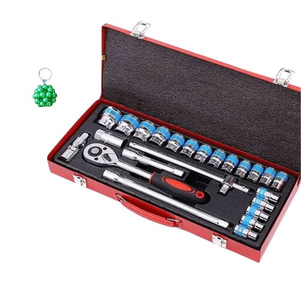 24Pcs Blue Belt Slider Iron Box 24 Teeth Round Handle Ratchet And Keyholder
