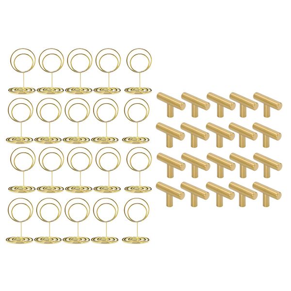 50Mm Long Single Furniture Handles Brushed 20 Pack Gold