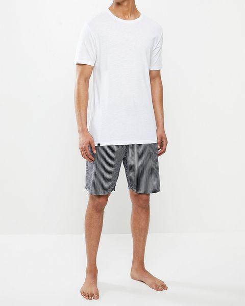 Men's Superbalist Scoop Neck Tee &amp; Woven Shorts Sleep Set White/Navy